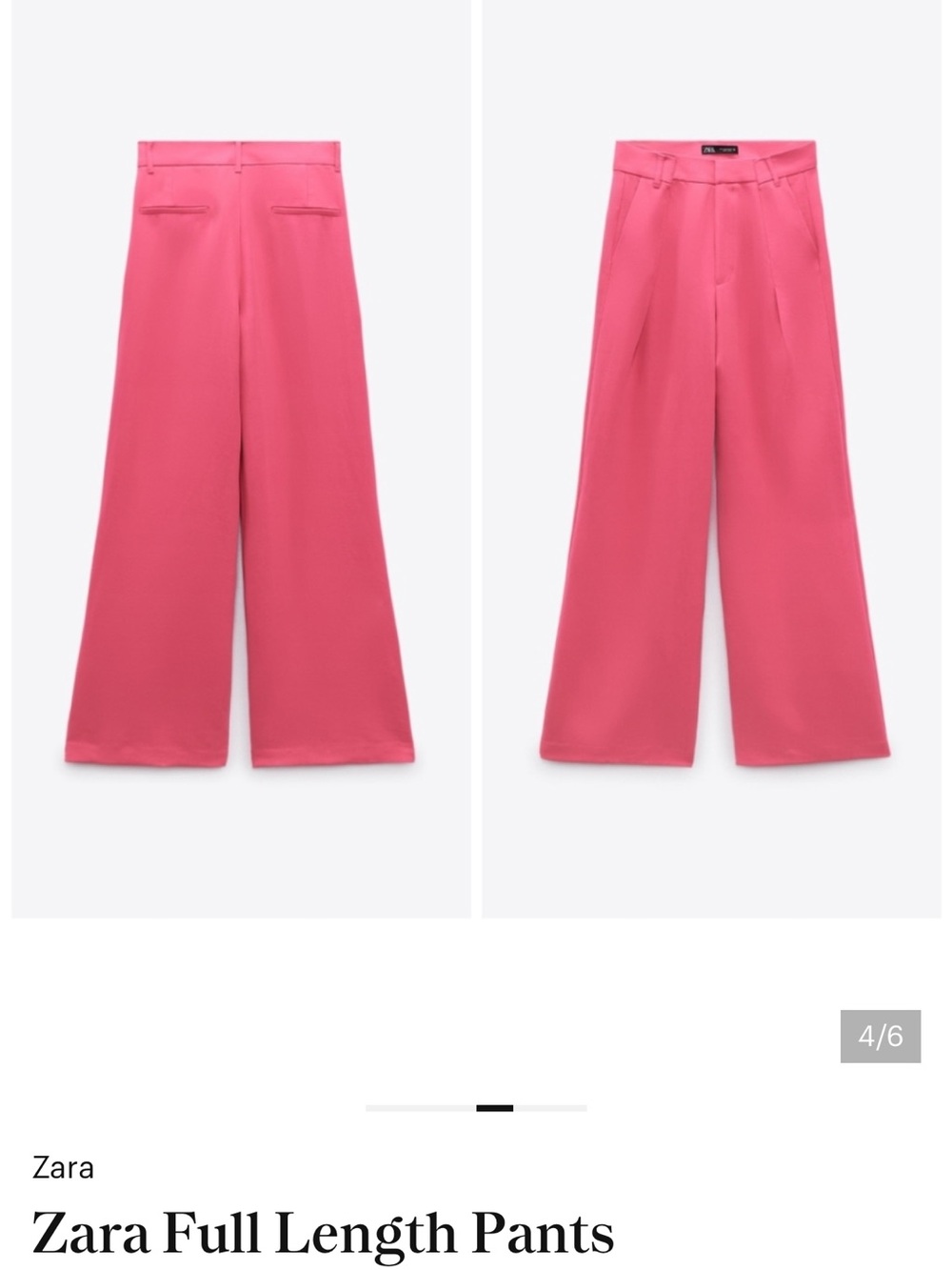Zara Hot Pink Wide-Leg Full-Length Trousers